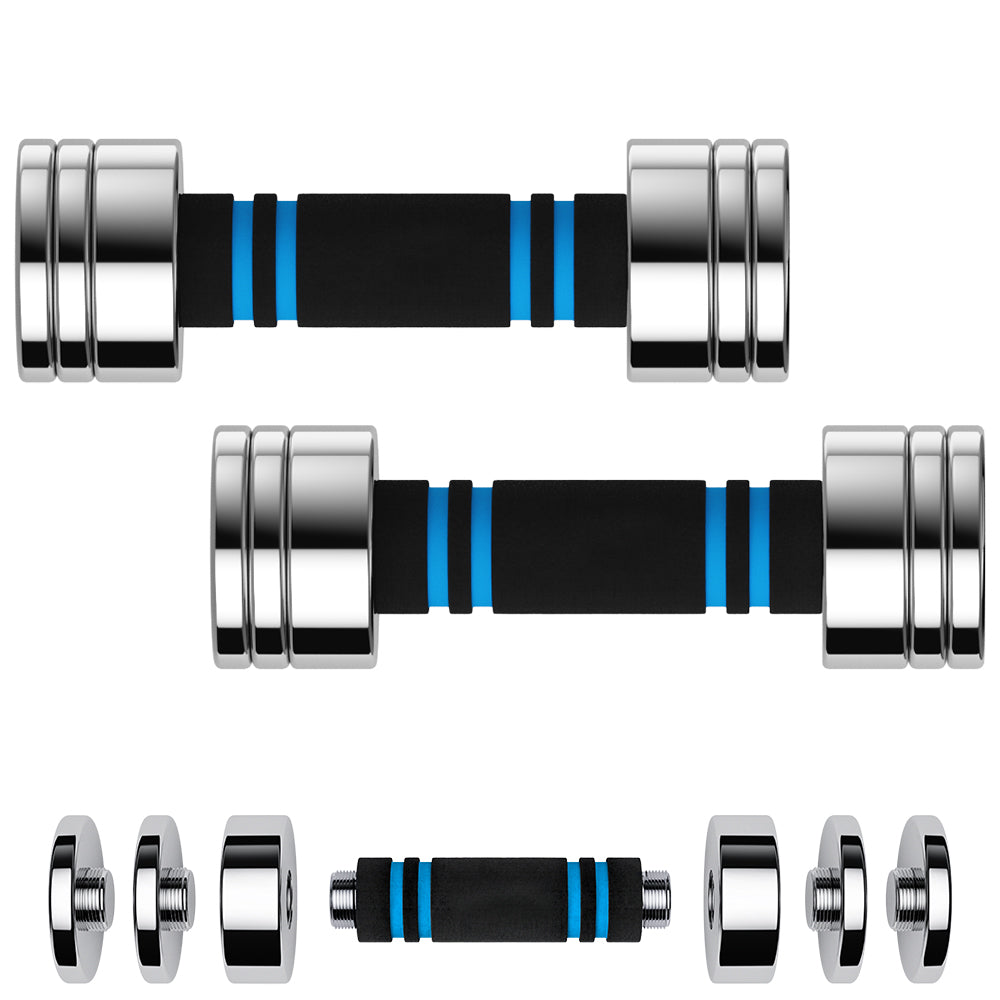 ARVIVO 2pcs/1pc Steel Ultracompact Adjustable Weight Dumbbells with Foam Handle 5lbs/10lb/15lb/20lb/30lb/50lb Silver Home Gym Workout