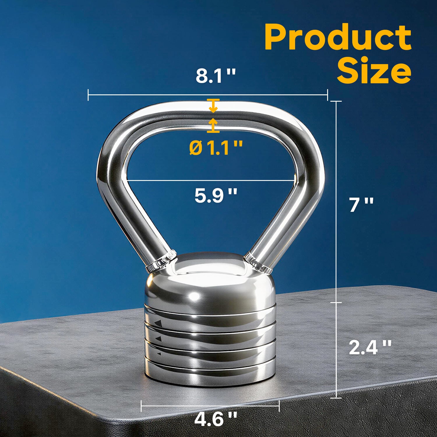 ARVIVO Adjustable Kettlebell Handle Set for Strength Training 10lb/20lb Home GYM Workout Sliver