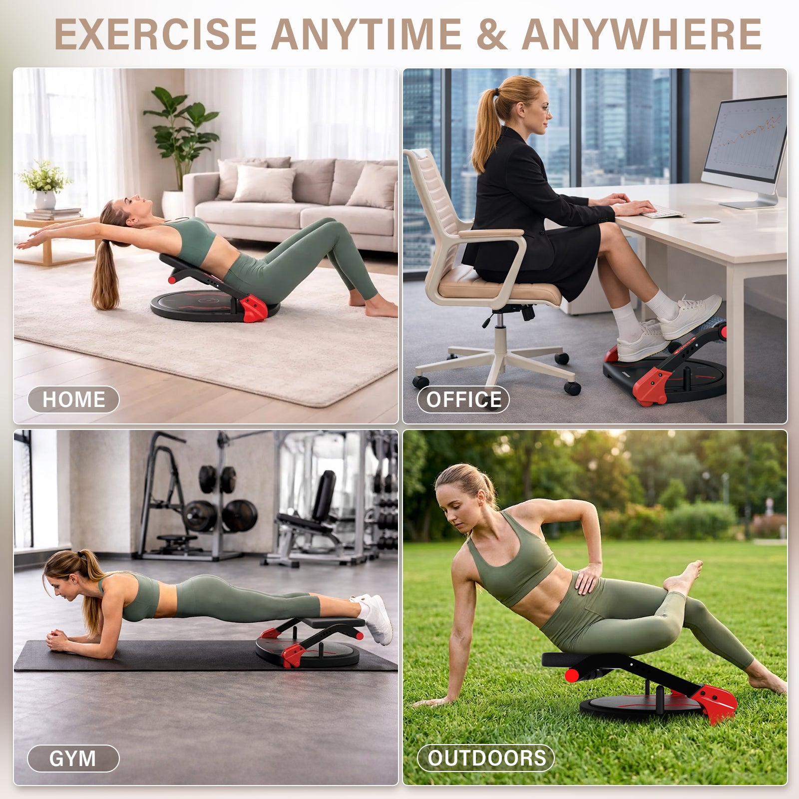 ARVIVO 5-in-1 ABMAX Sit Up Machine with Flat Backrest& Foam Roller 3 Adjustable Resistance Levels Ab Exercise Equipment for All Ages 330lbs