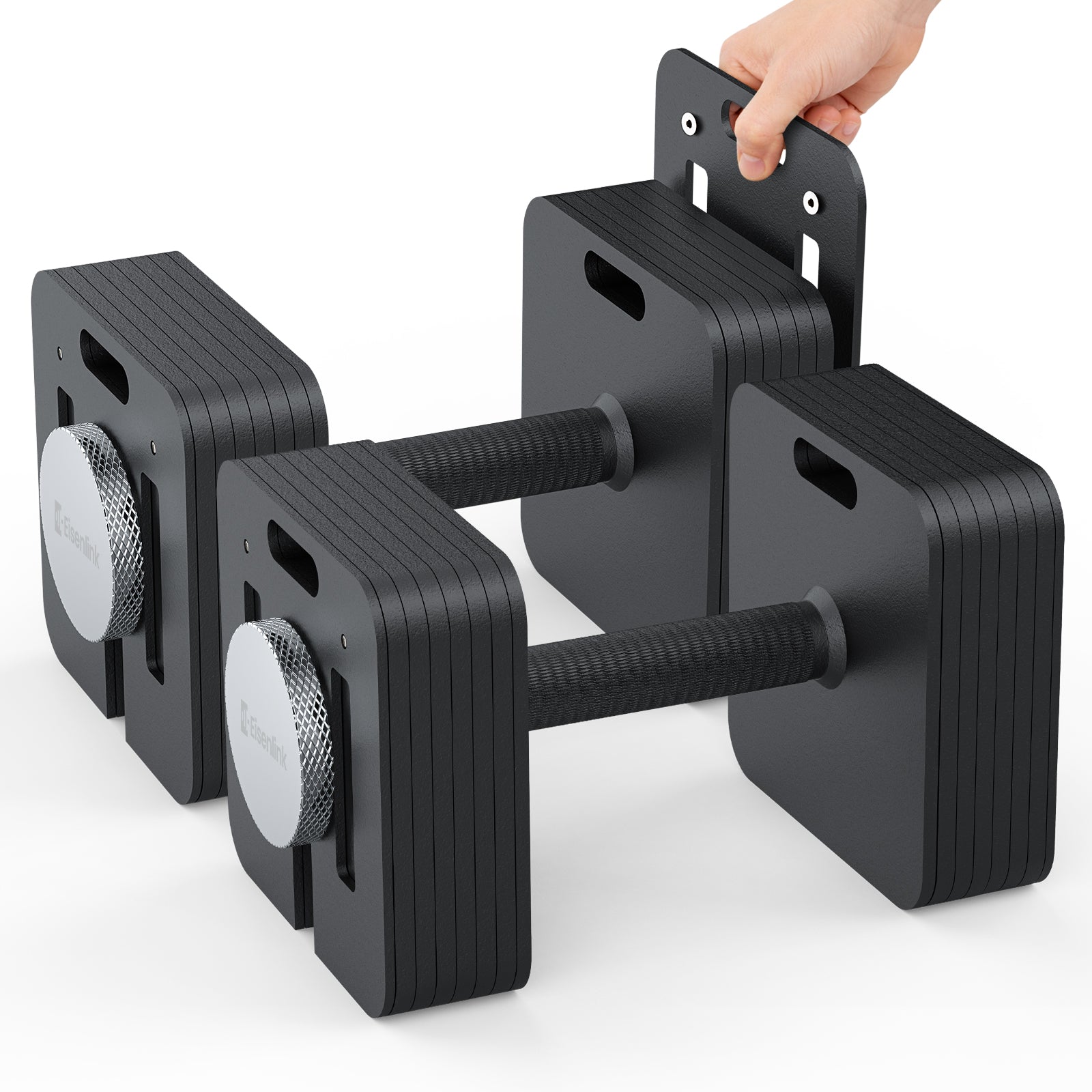 ARVIVO 2PCS 50lb/80lb Adjustable Dumbbell Set with 6/12×5lb Increments & 10lb Handle Quick-Lock Square Dumbbells for Home Gym