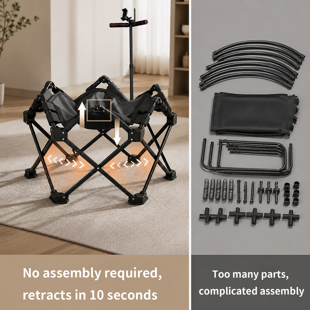 ARVIVO 42" Foldable Mini Trampoline , Silent Indoor Fitness Rebounder with Detachable Phone Holder,All-Steel Frame & 3-Level Adjustable Handle, for Kids & Adults Workout, 330 lbs Weight Capacity