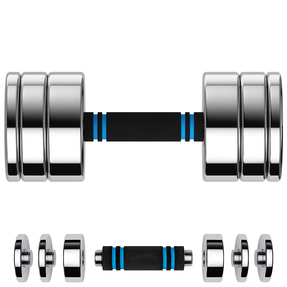 ARVIVO 2pcs/1pc Steel Ultracompact Adjustable Weight Dumbbells with Foam Handle 5lbs/10lb/15lb/20lb/30lb/50lb Silver Home Gym Workout