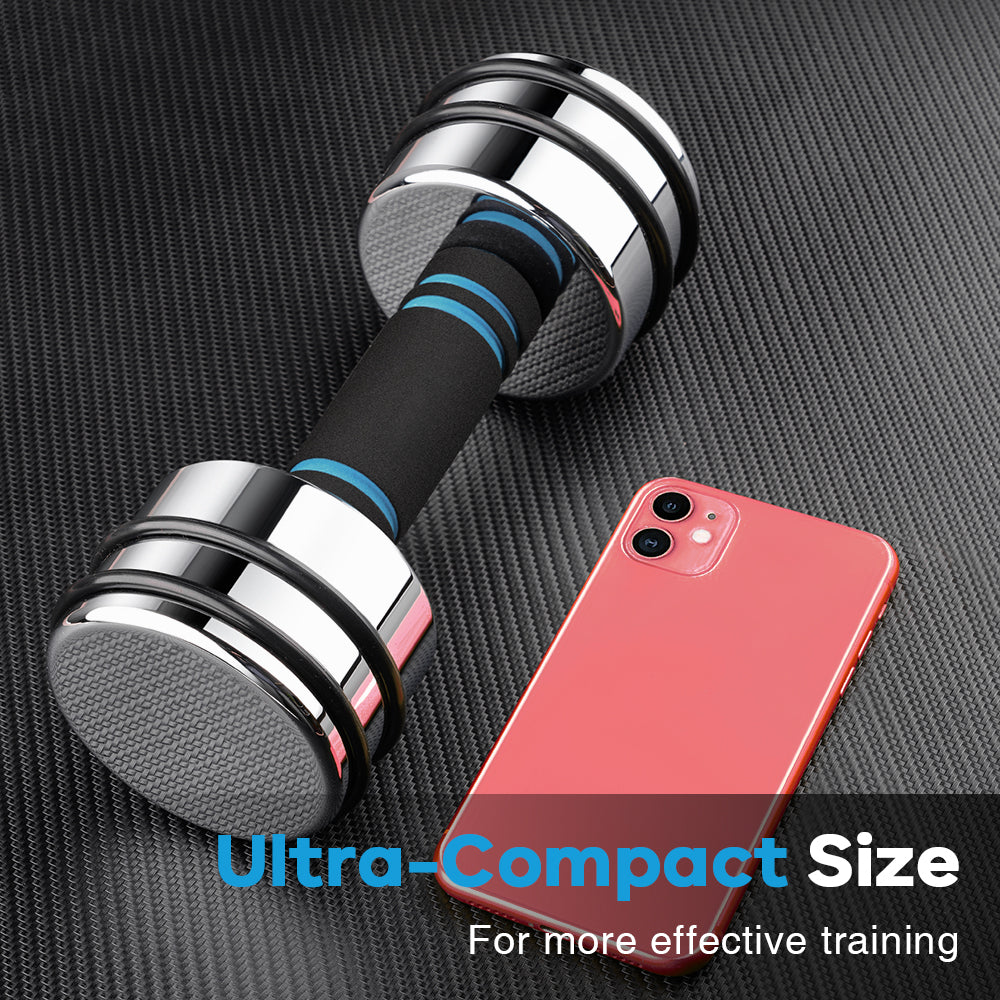 ARVIVO 2pcs/1pc Steel Ultracompact Adjustable Weight Dumbbells with Foam Handle 5lbs/10lb/15lb/20lb/30lb/50lb Silver Home Gym Workout