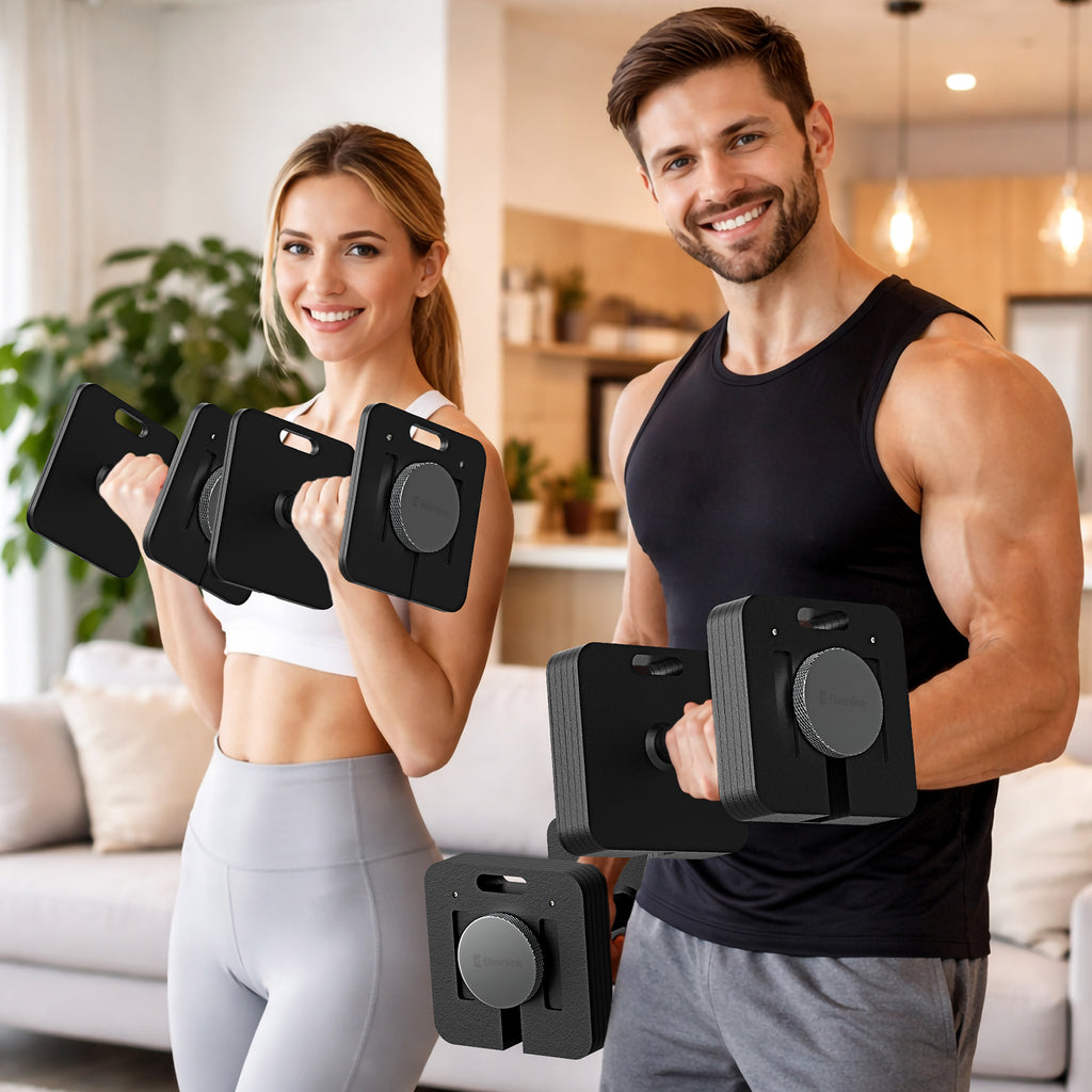 ARVIVO 2PCS 50lb/80lb Adjustable Dumbbell Set with 6/12×5lb Increments & 10lb Handle Quick-Lock Square Dumbbells for Home Gym