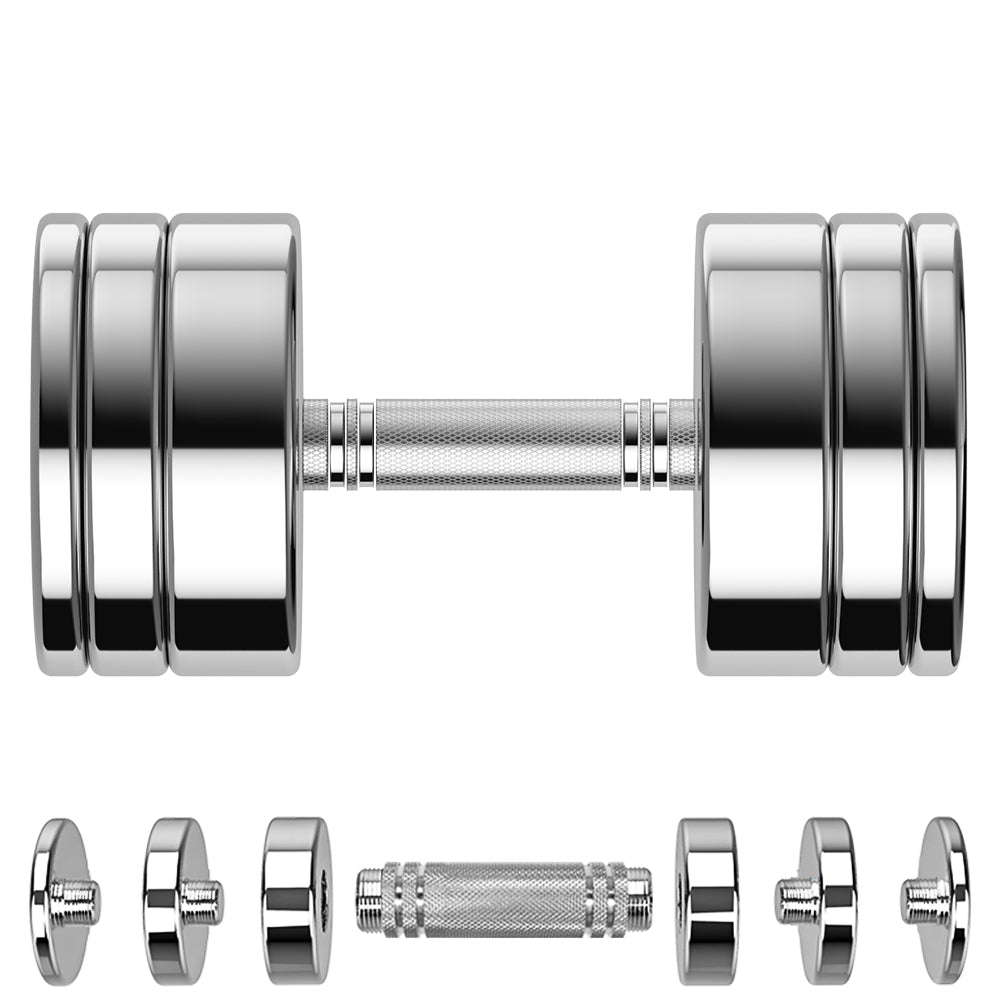ARVIVO 2pcs/1pc Steel Ultracompact Adjustable Weight Dumbbells with Foam Handle 5lbs/10lb/15lb/20lb/30lb/50lb Silver Home Gym Workout