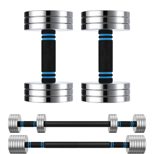 ARVIVO 2pcs V2.0 Upgraded Adjustable Steel Dumbbells 2-in-1 Dumbbell Barbell Set for Home GYM Workout 15lbs/20lbs/30lbs Silver/Black