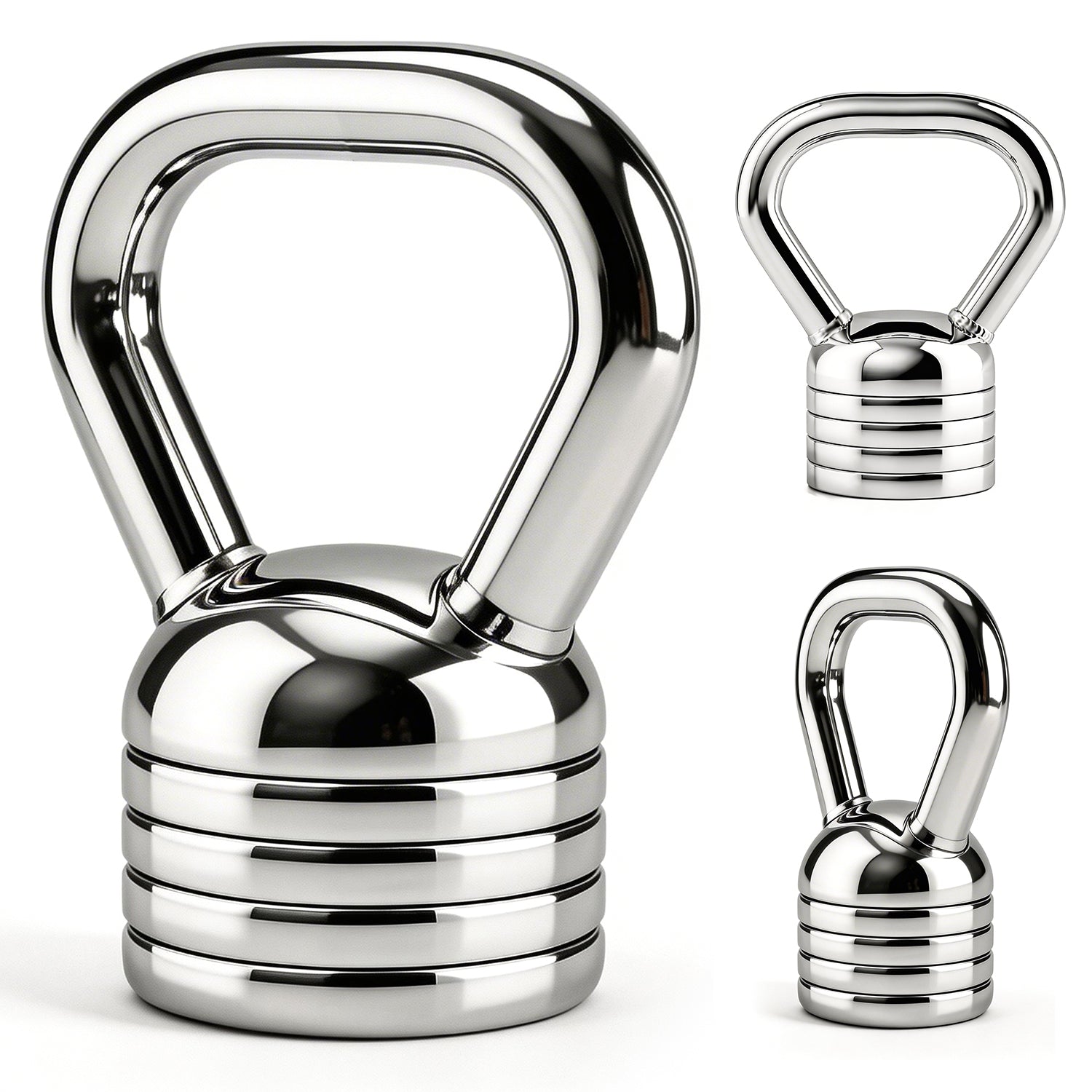 ARVIVO Adjustable Kettlebell Handle Set for Strength Training 10lb/20lb Home GYM Workout Sliver